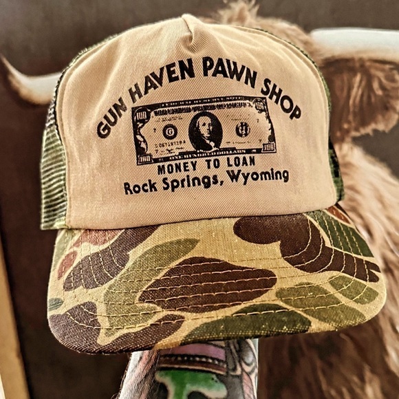 Reclaimed Vintage Other - 70s 80s vintage Rock Springs Wyoming trucker hat
Gun Haven Pawn Shop Camo
